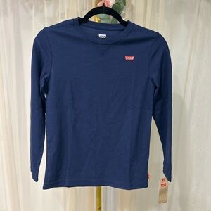 Levi’s Kids Navy Waffle Knit Long Sleeve Shirt Logo Tee Size M (10-12Y) NWT